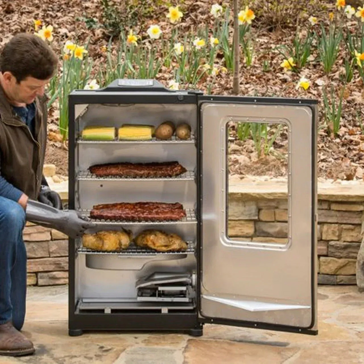 Masterbuilt 40-inch Bluetooth Digital Electric Smoker made of stainless steel