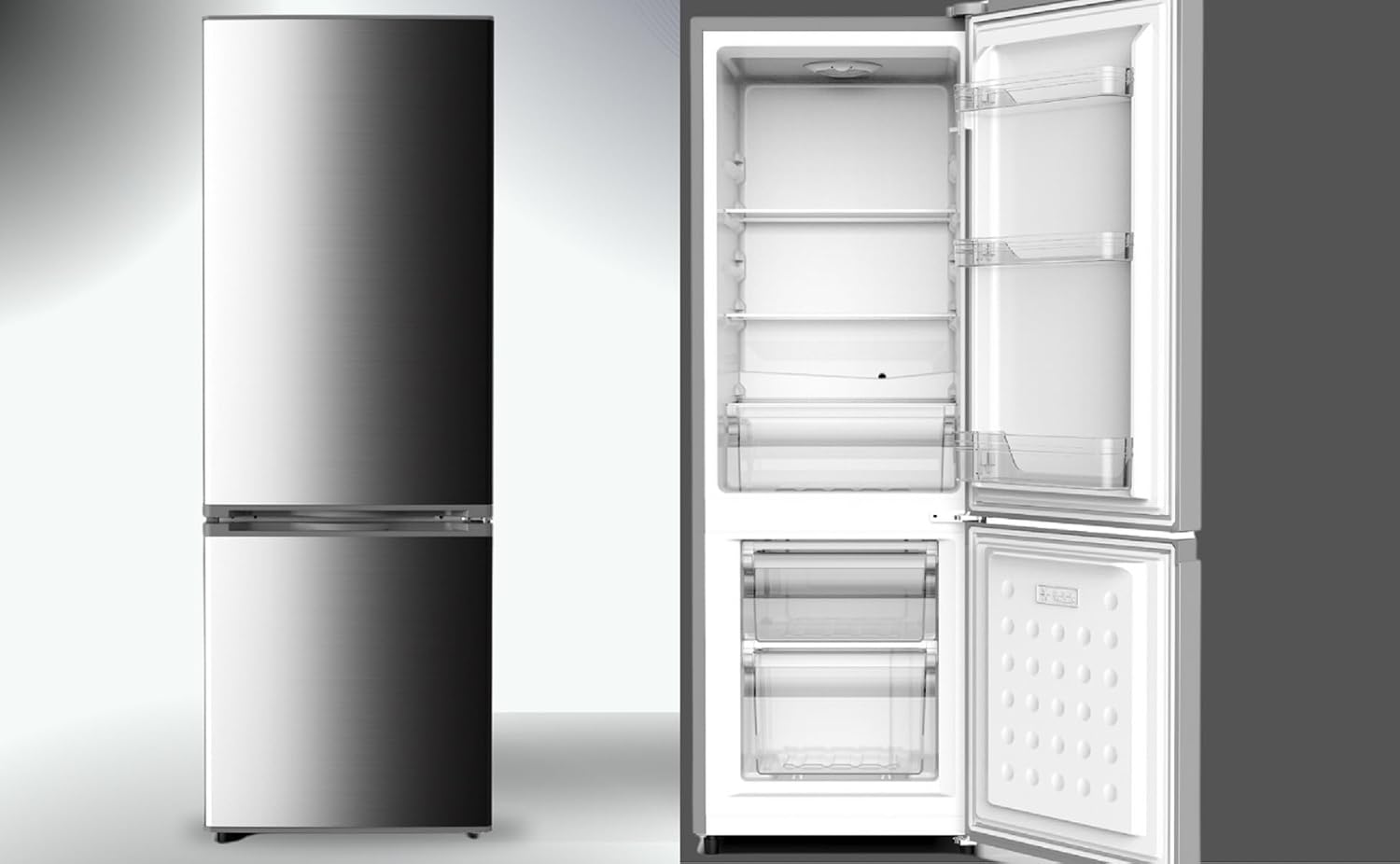 PKM Freistehend Kühl-Gefrierkombination KHKG173IXC Inox 161L LED Beleuchtung 145 cm Energieklasse C