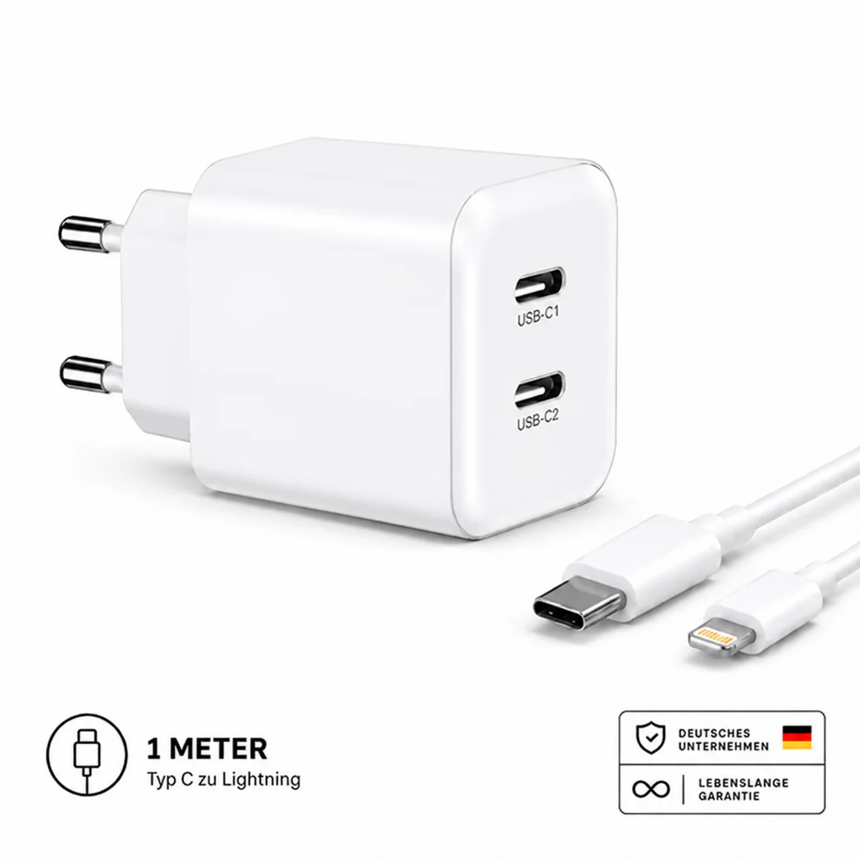 35W USB-C Schnellladegerät mit 2 USB-C Anschlüssen �?Mehrfach Ladegerät, Netzteil & Ladeadapter für iPhone, Samsung & mehr