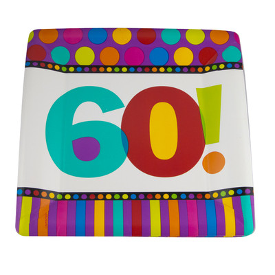 60th Birthday Paper Plates  8 PC STANDARD 3808