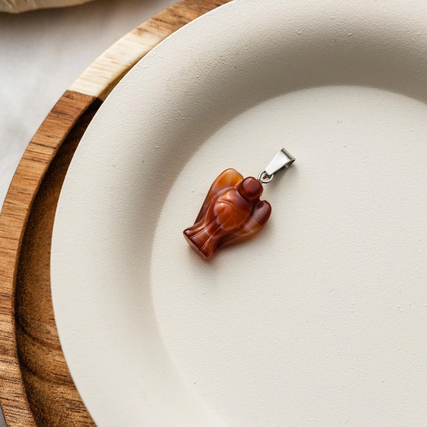 Agaat Hanger - Oranje Beschermengel - Edelsteen Engeltje - Steun