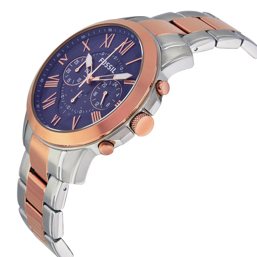 Fossil Grant Chronograph Blue Dial Two-tone Men's Watch - FS5024