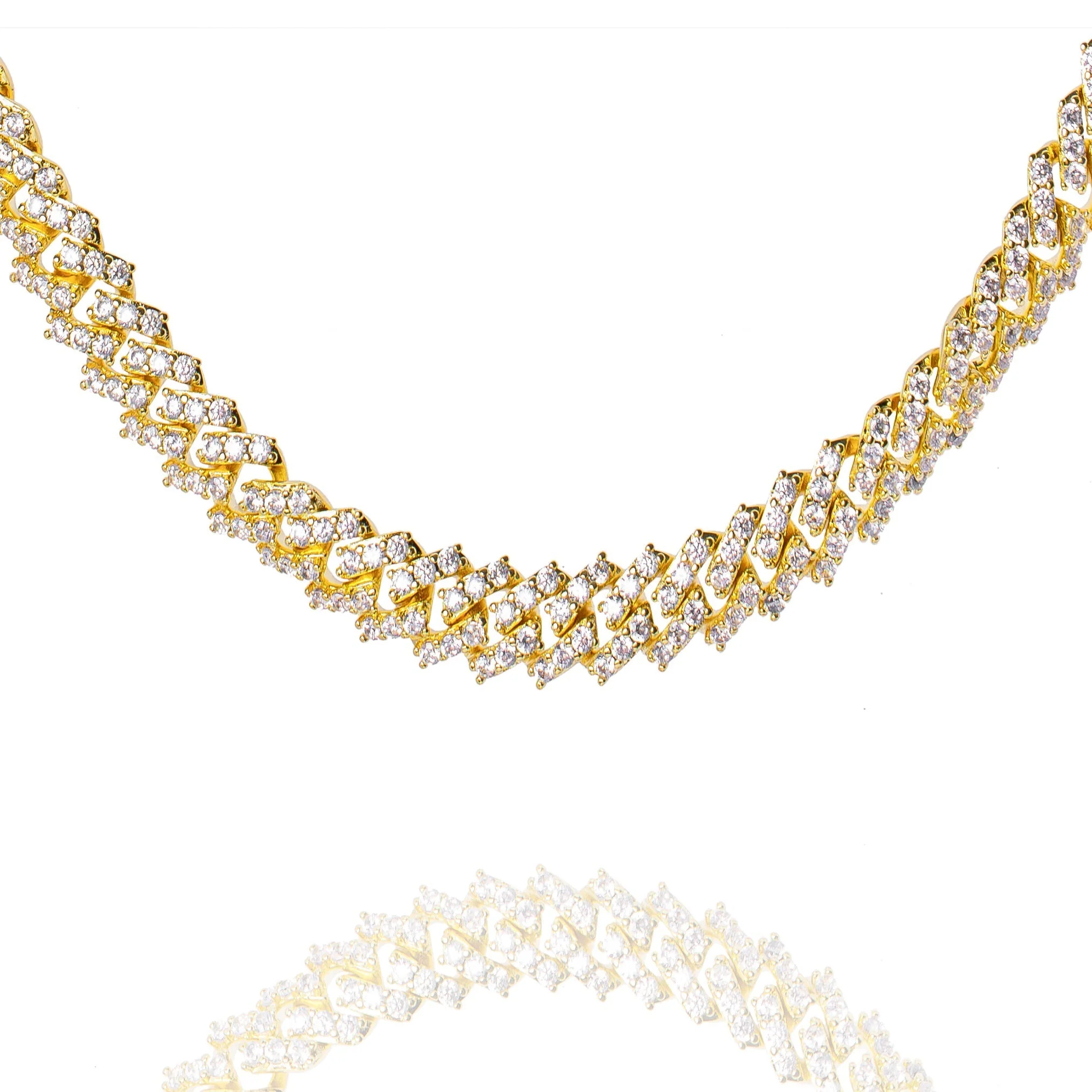 Big Daddy 9MM Diamond Prong Gold Cuban Link Iced Out Chain