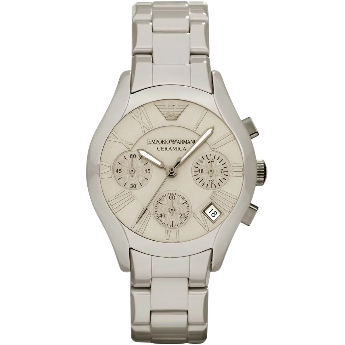 Emporio Armani Valente White Ceramica Chronograph Men's Watch - AR1460