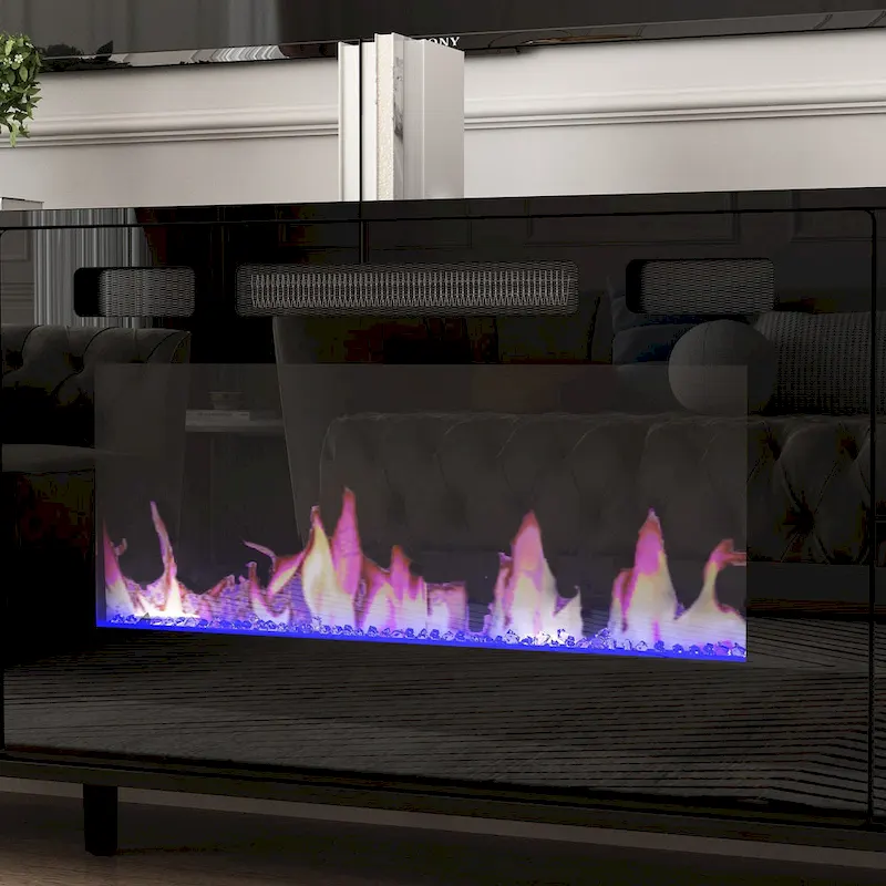 Electric Fireplace TV Stand Entertainment Center with LED Flame Effects and Remote Control