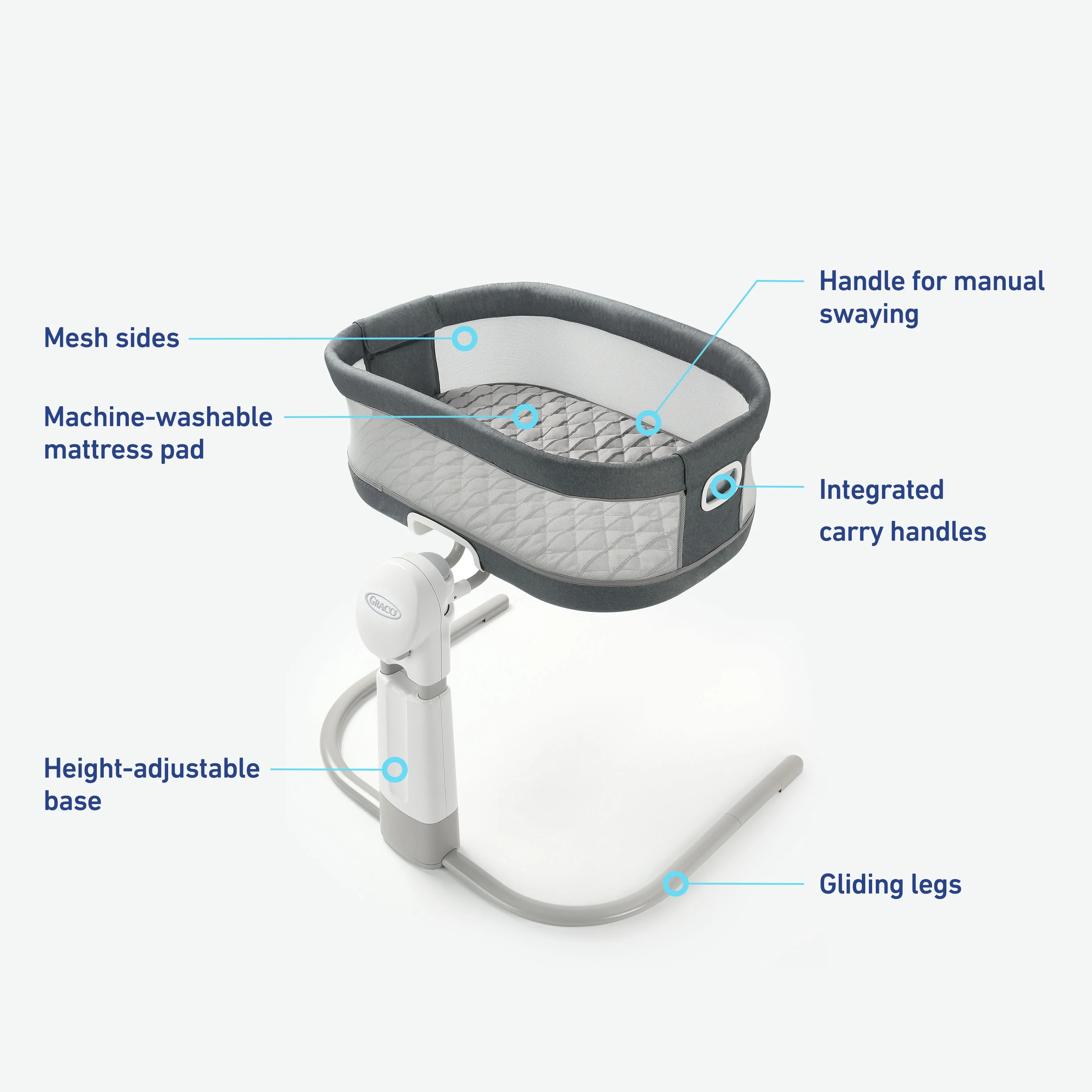 Graco DreamMore Newborn Bedside Bassinet Deluxe with Calming Motion, Maison