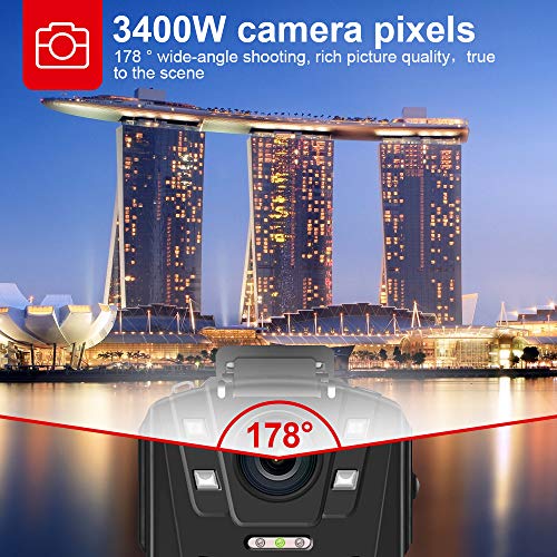 CAMMHD V9 32GB 1296P Body Cam con Registrazione Audio e Video, Batteria Sostituibile 2*2000mAh, 34 milioni di pixel, Visione Notturna a Infrarossi HD, Bodycam per Polizia/Esterno/Sicurezza Personale : Elettronica