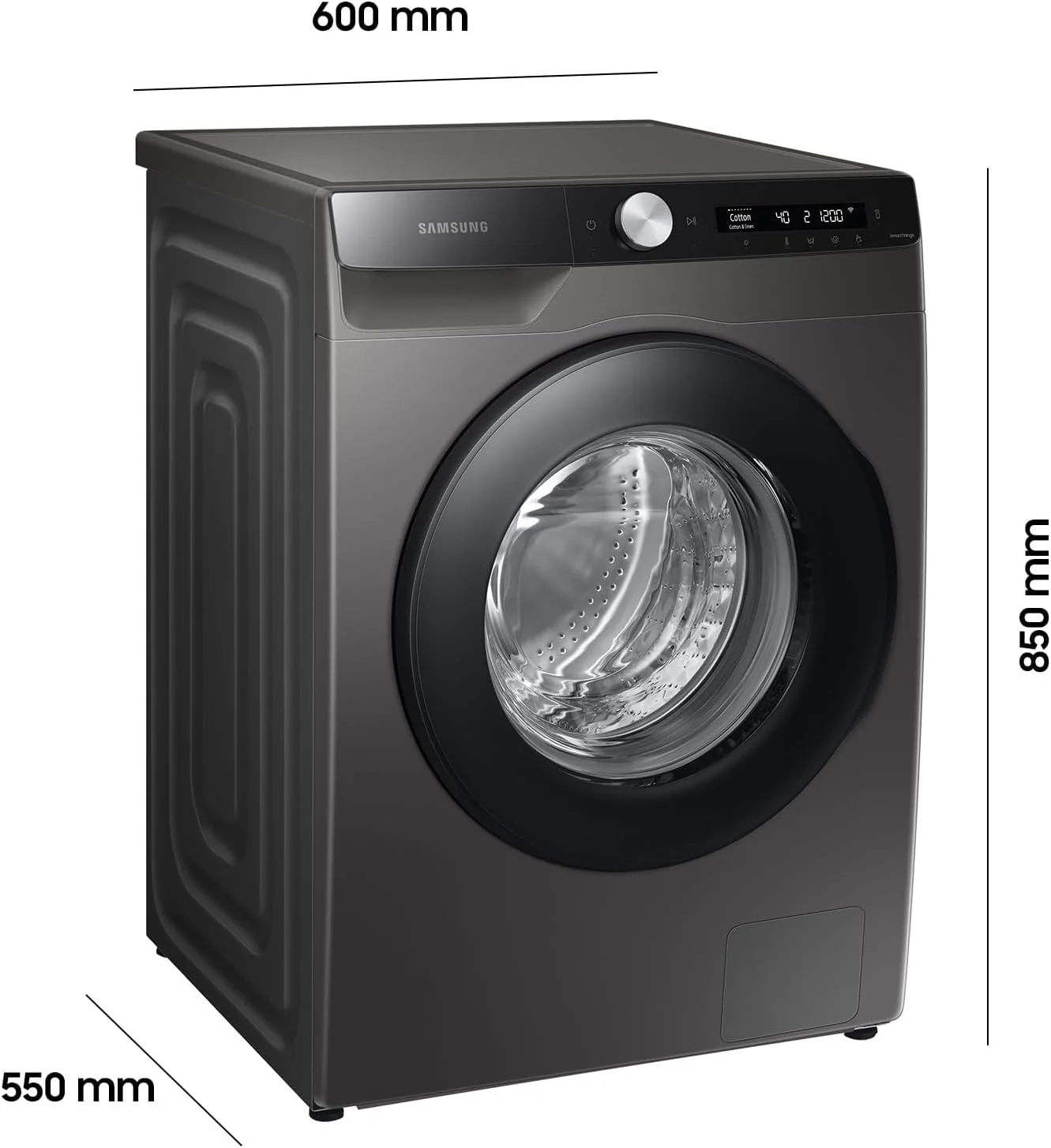 Samsung Waschmaschine, 8 kg, 1400 U/min, Ecobubble, Automatische Waschmittel- und Weichspülerdosierung, Inox/Schwarz, WW80T534AAXAS2