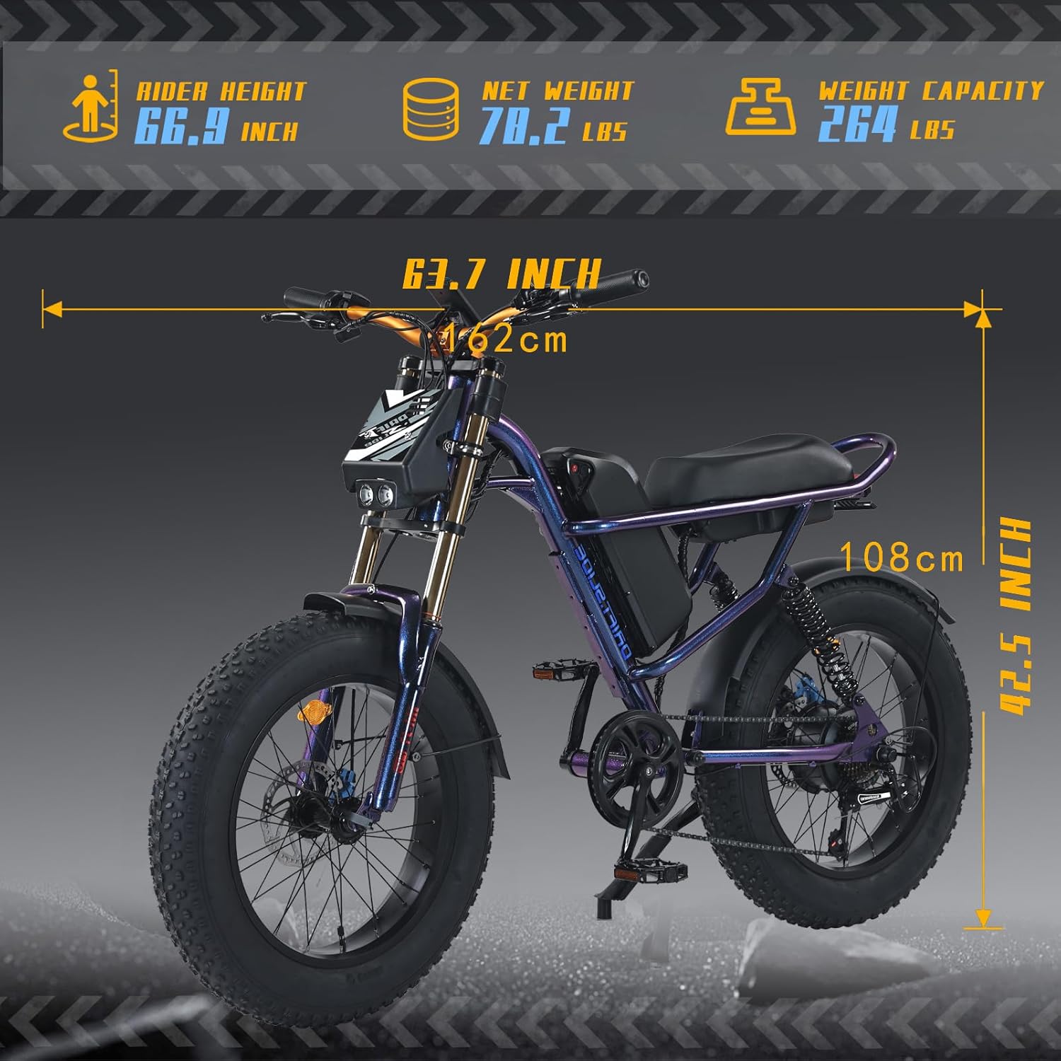 DRIFT.SLIDE 1500W Peak Power Electric Bike for Adults, 28 MPH 60 Miles Electric Moped Style Bike with Off-Road Dual Headlights and Electroplating Process（IM-J1 Pro）