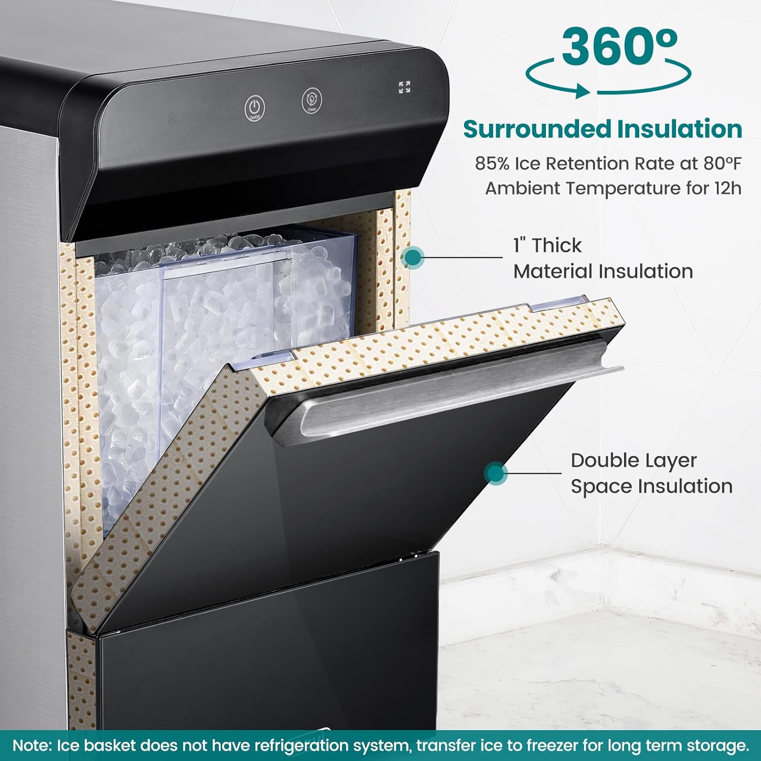 V2.0 Countertop Gemi Nugget Ice Maker | Self-Cleaning Pellet Ice Machine | Open and Pour Water Refill | Stainless Steel Housing | Fit Under Wall Cabinet | White