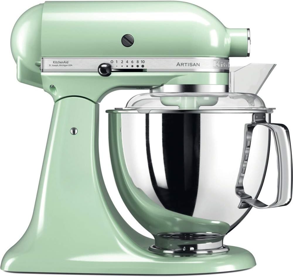 KitchenAid Küchenmaschine I Artisan I Kippbarem Food Processor I Teigknetmaschine mit 5 Zubehör | 2 Schüsseln aus Edelstahl | 4.8 L | Pistaccio