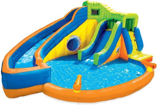 BANZAI Pipeline Twist Kids Inflatable Water Park with Slides, Climbing Wall & Water Cannons, Ages 5+