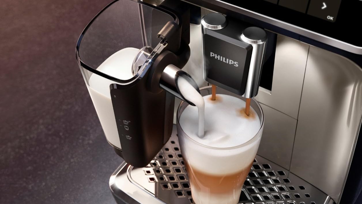 Philips Serie 5400 Kaffeevollautomat - LatteGo, 12 Getränke, Milchaufschäumer, Touchscreen, 4 Profile, Chrom-Finish (EP5447/90)