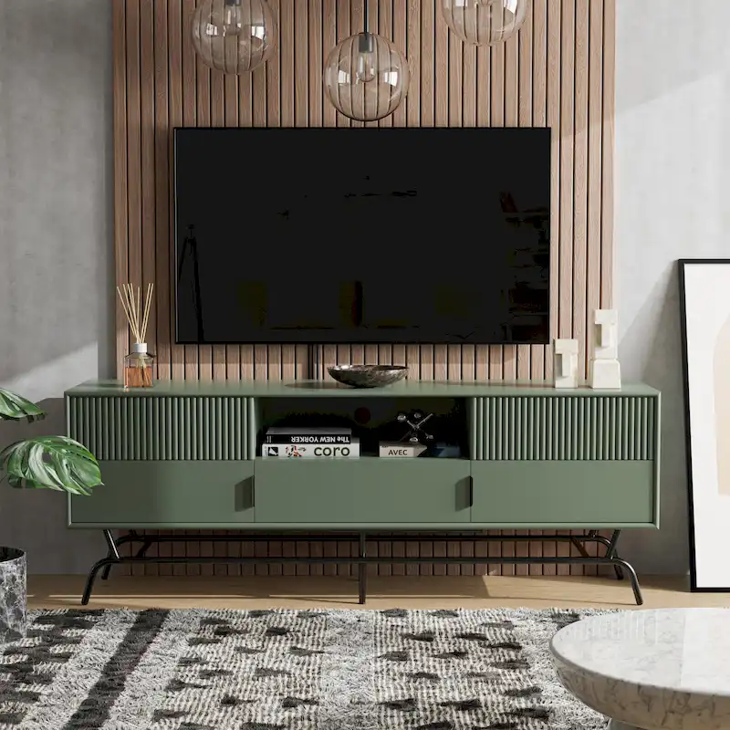 Denhour DH BASIC 60-Inch Modern Media Cabinet TV Stand with 3 Drawers and Cable Management Hole
