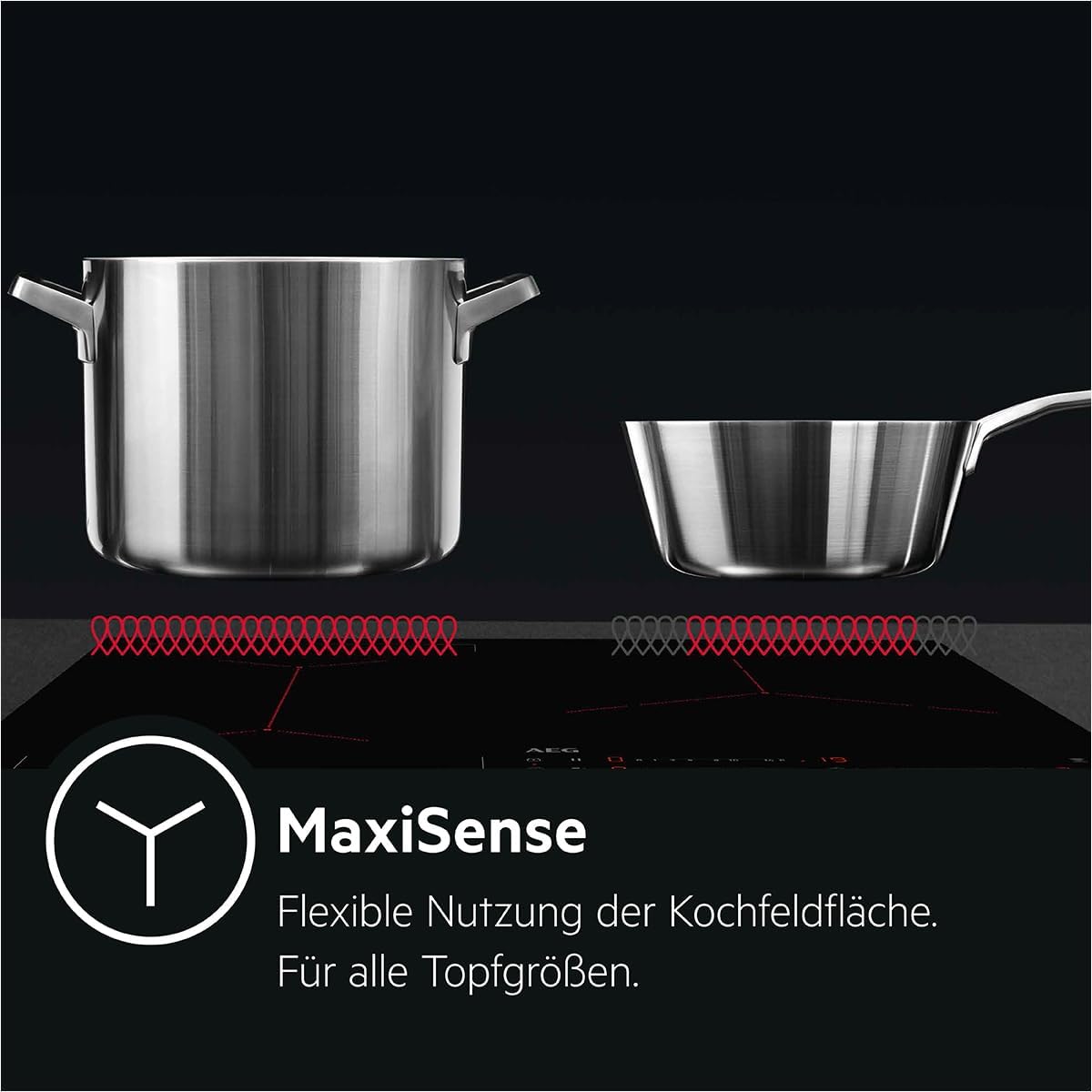 AEG Induktionskochfeld autark 80cm mit Dunstabzug / Made in Germany / 4 Flex-Kochzonen mit Bridge (Kombination 2er Zonen) / Auto-Funktion des Dunstabzugs / Aktivkohlefilter / COLI84COXB