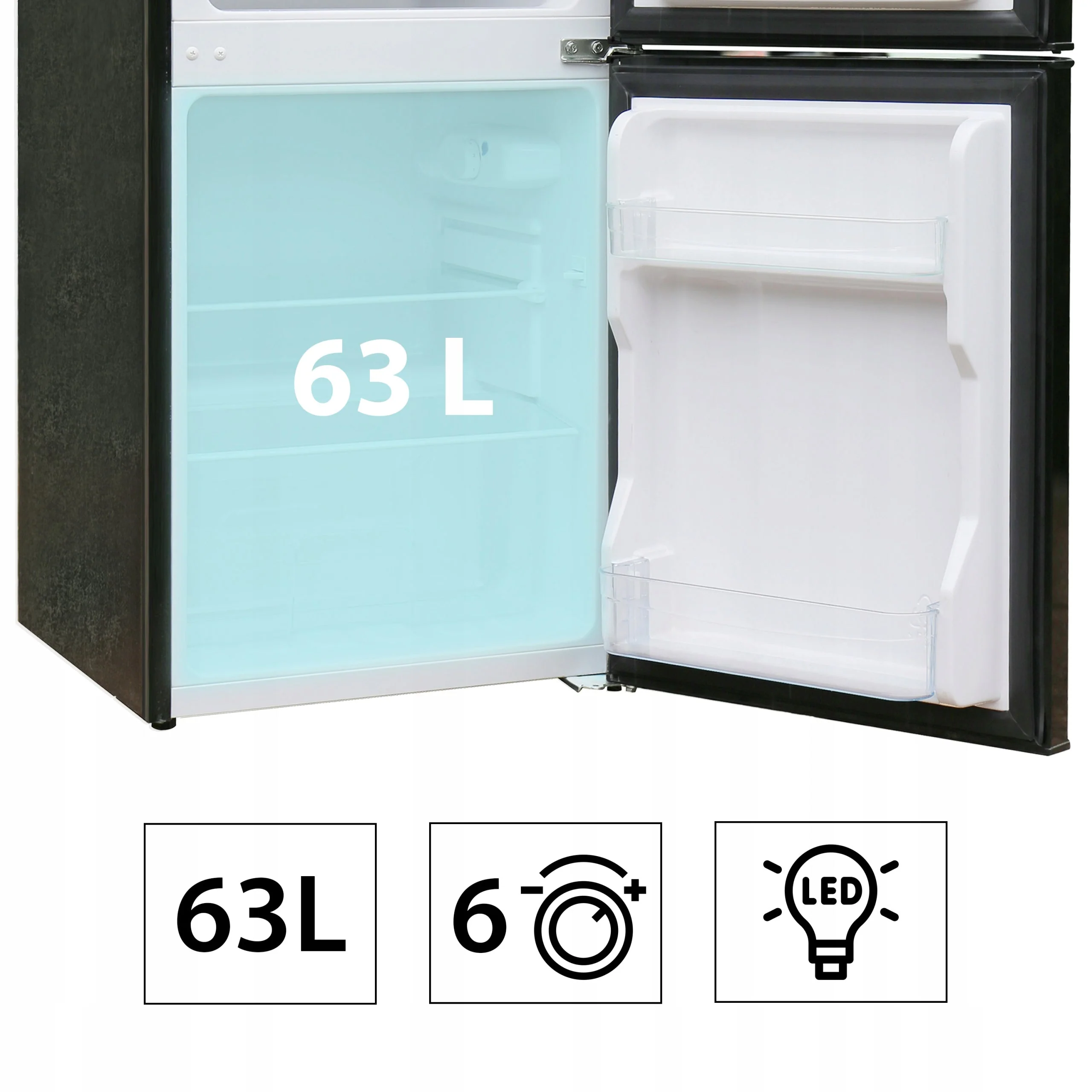 LODÓWKA MAŁA chłodziarka zamrażarka hotelowa biurowa srebrna LED 88l. 86cm
