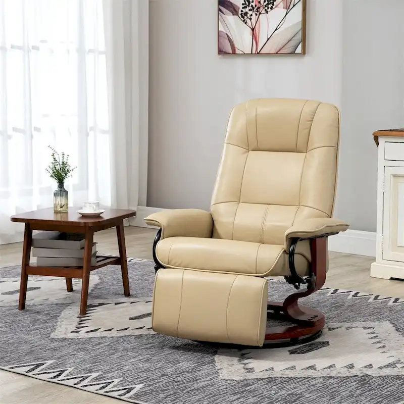 Swivel Recliner Chair with Adjustable Backrest and Footrest