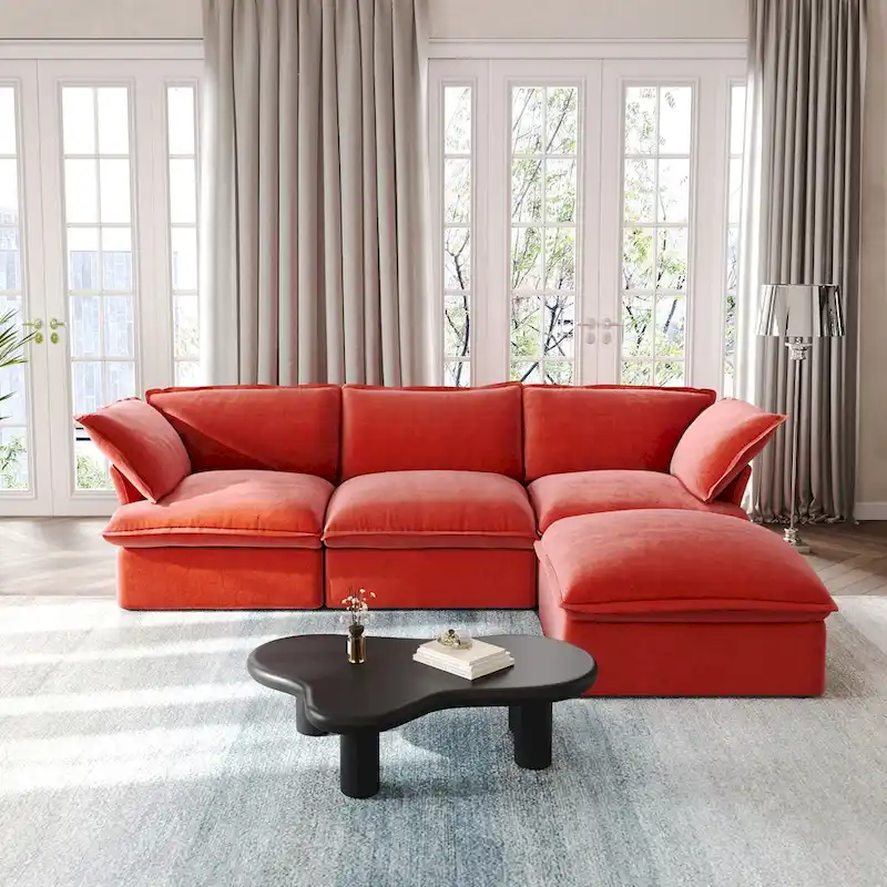 Modern Sectional Sofa with Chaise and Cushioned Seating