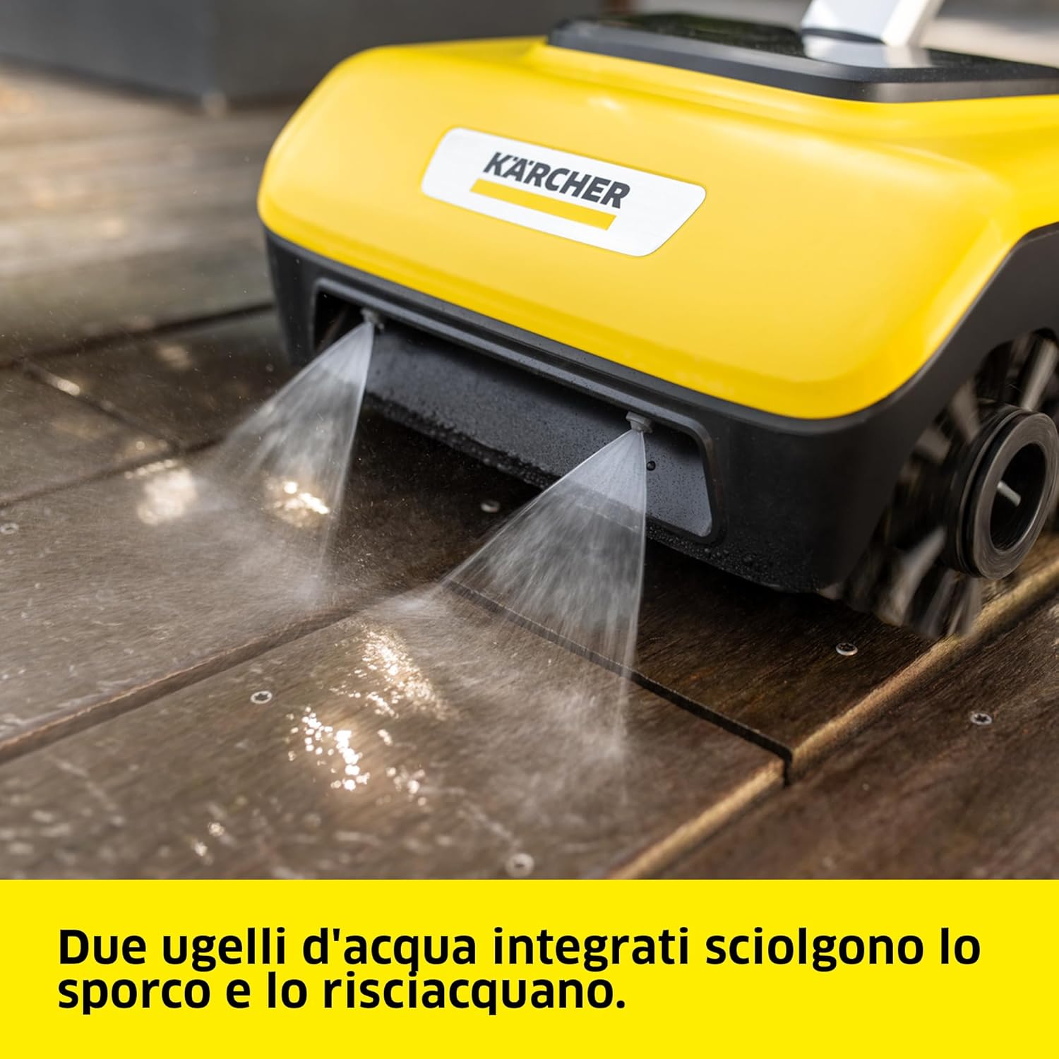 Kärcher lavapatio PCL 6, max. 10 bar, portata d'acqua: max. 180 l/h, larghezza area lavoro: 300 mm, velocità della spazzola 600-800 giri/min, per legno, compositi in plastica e pavimenti in pietra