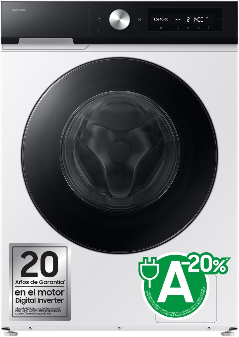 SAMSUNG WW11DB7B94GEU3 – Lavadora 11 kg – SmartThings y AI Ecobubble™, Clase A, Blanca