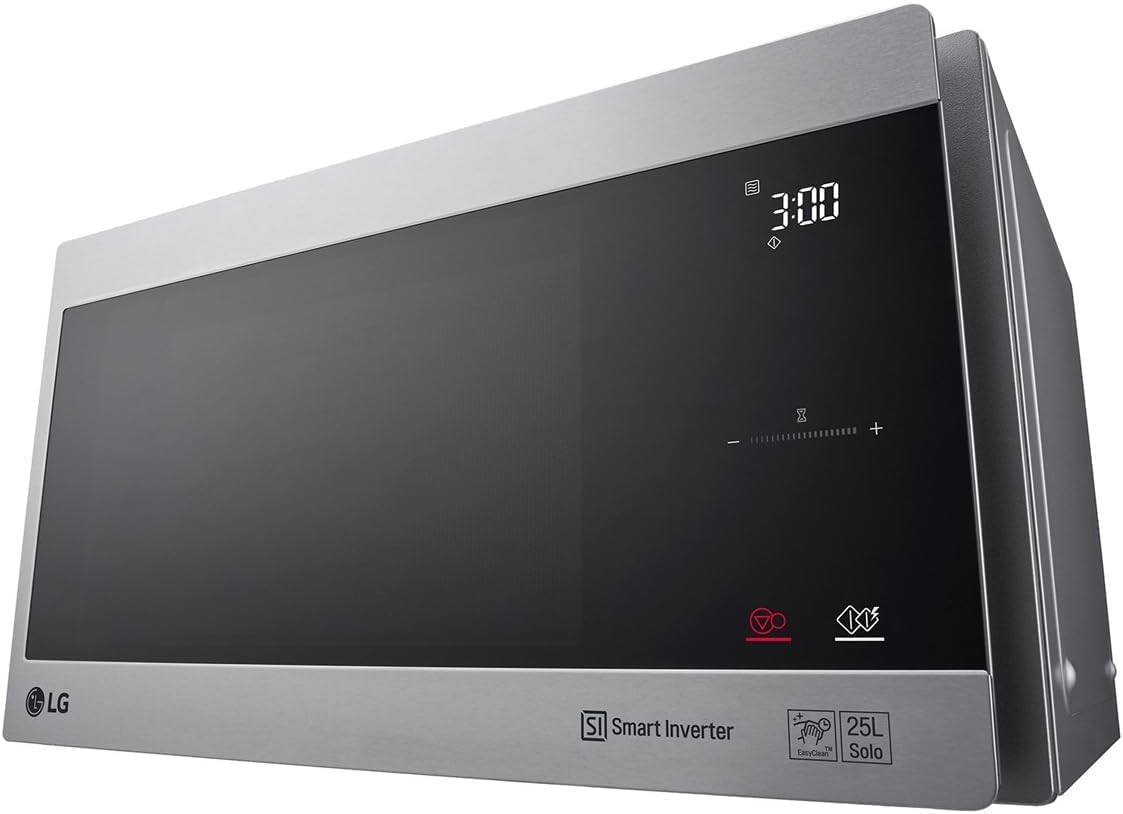 LG MS2595CIS Mikrowelle mit Smart Inverter Technologie, 25 Liter Kapazität, 1000 W, Automatikprogramme, einstellbare Leistungsstufen und EasyClean-Funktion, Silber