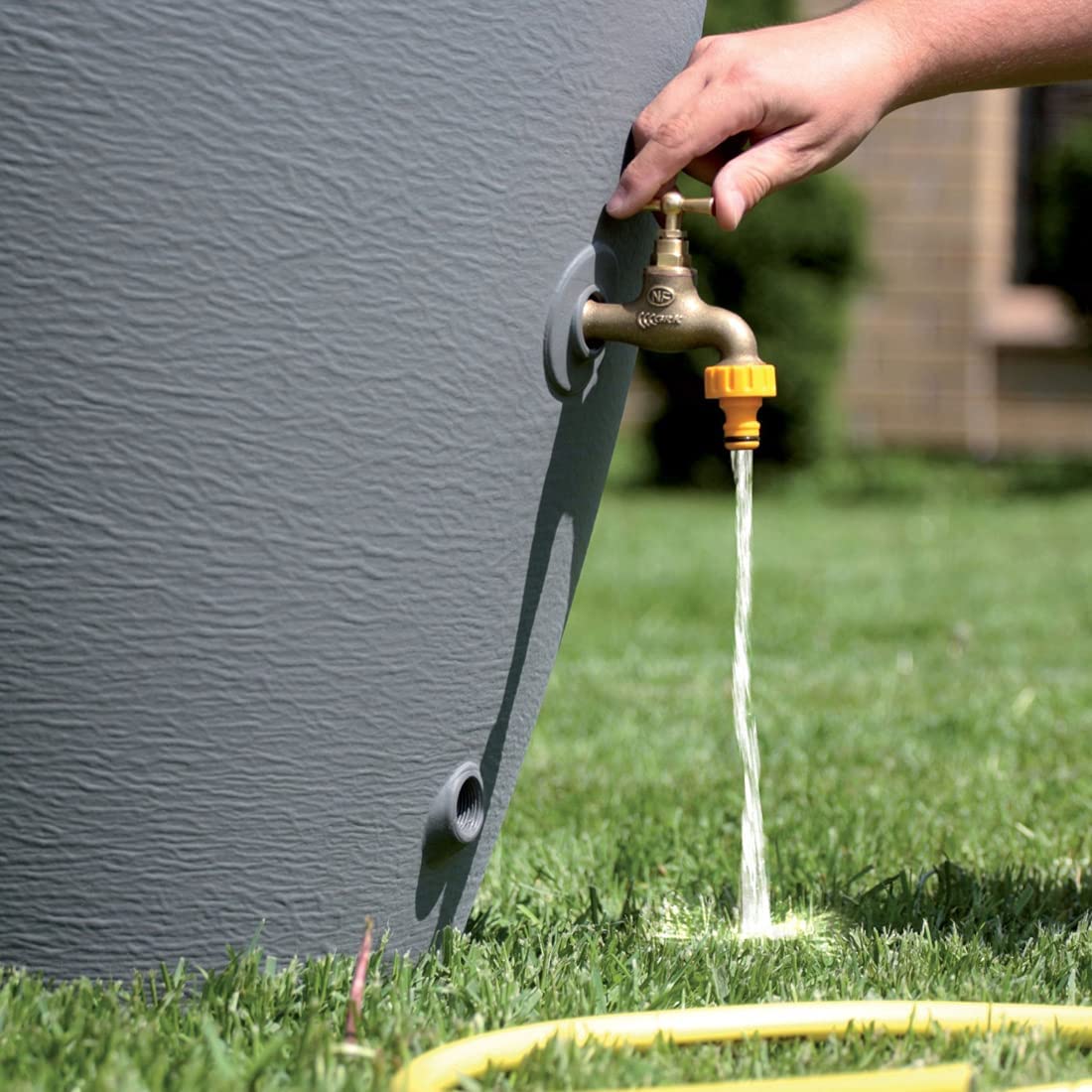 2025 Depósito de Agua de Lluvia AQUA CAN de 210 L Color Gris – Barril Decorativo con Grifo y Kit de Conexión