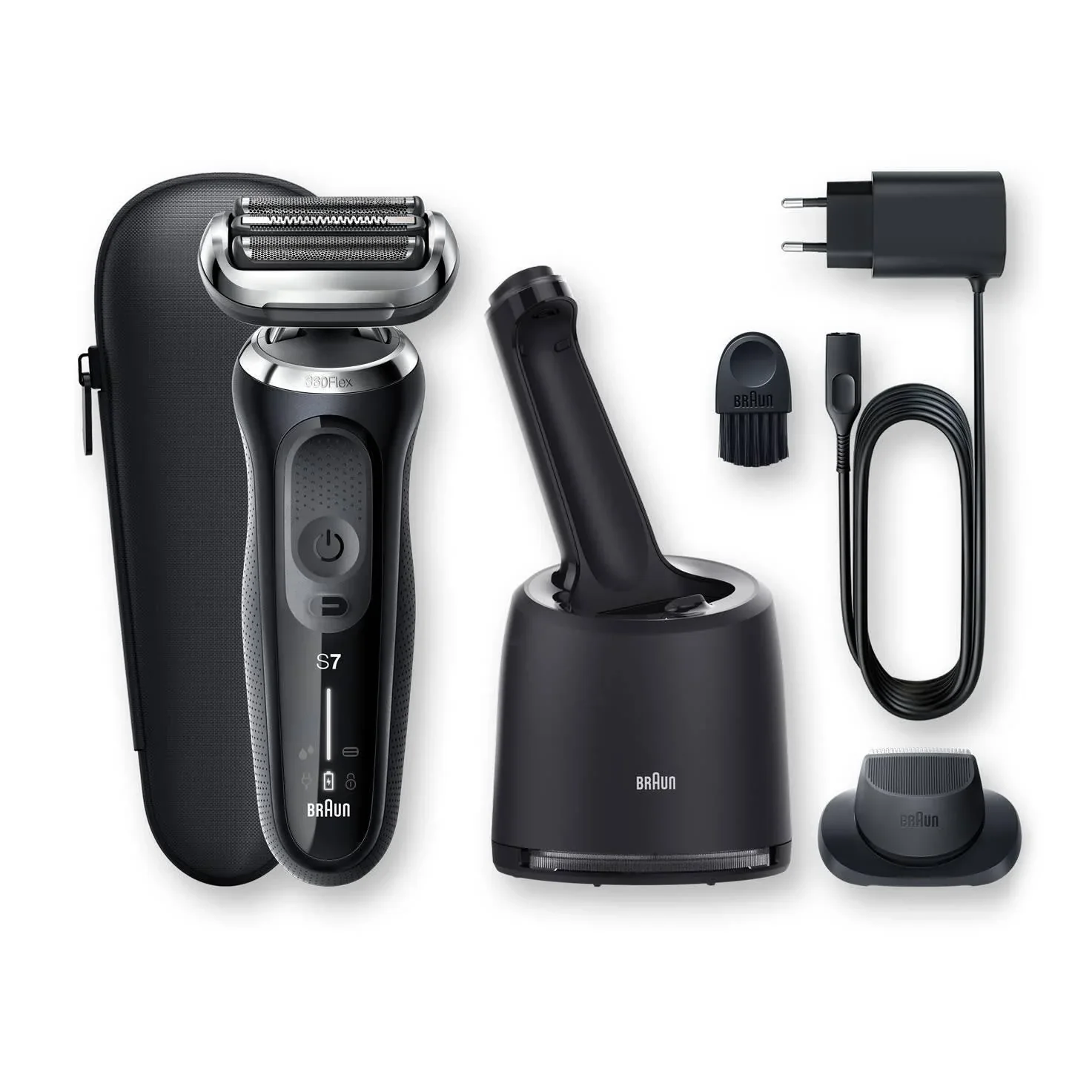 2025 Afeitadora para hombre Braun Series 7 70-N7200cc Afeitado en seco y húmedo con SmartCare Center – Negra