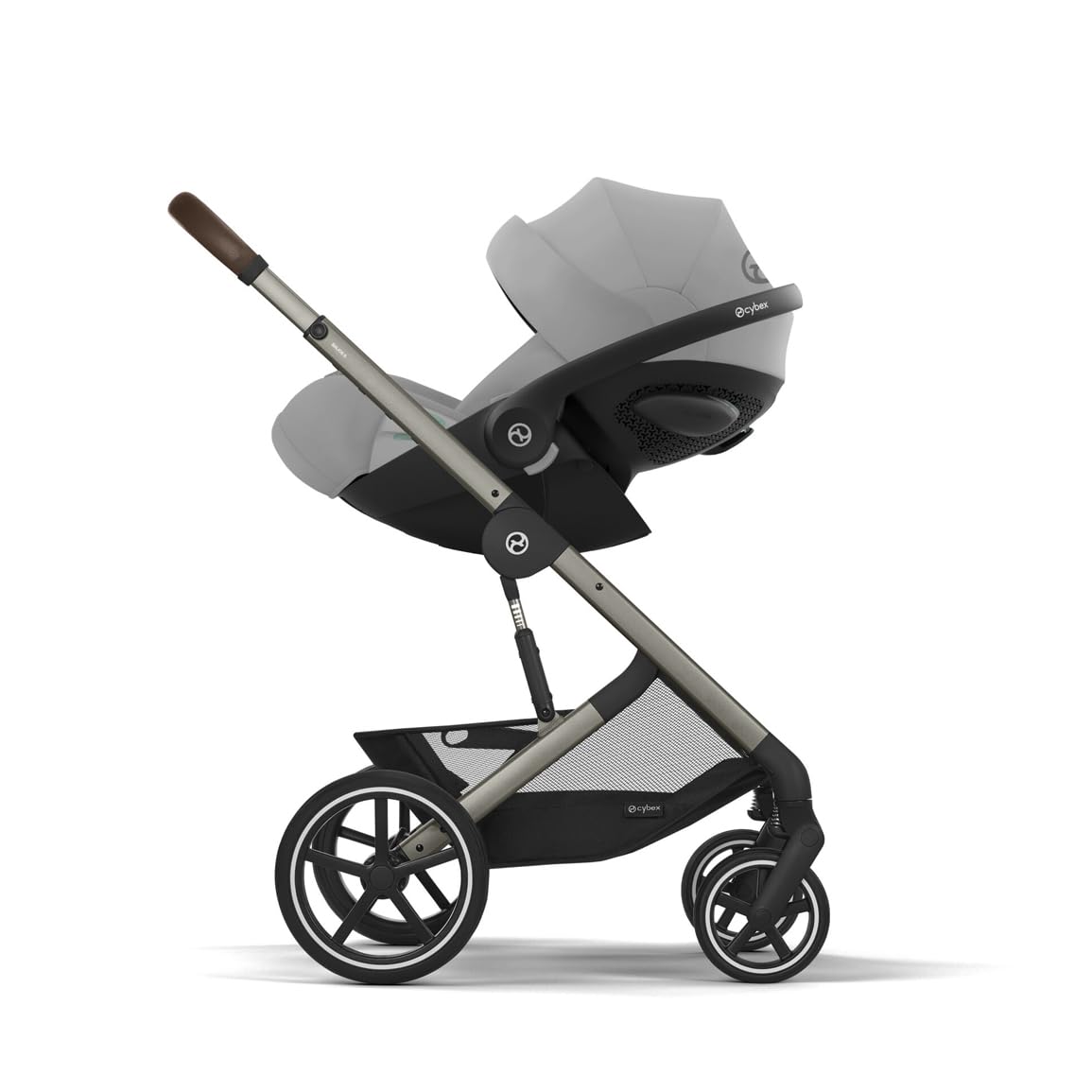CYBEX Gold Babyschale Cloud G i-Size Comfort, Inkl. Neugeboreneneinlage, Ab Geburt bis ca. 24 Monate, Für Kinder ab 40 cm bis 87 cm, Max. 13 kg, Moon Black