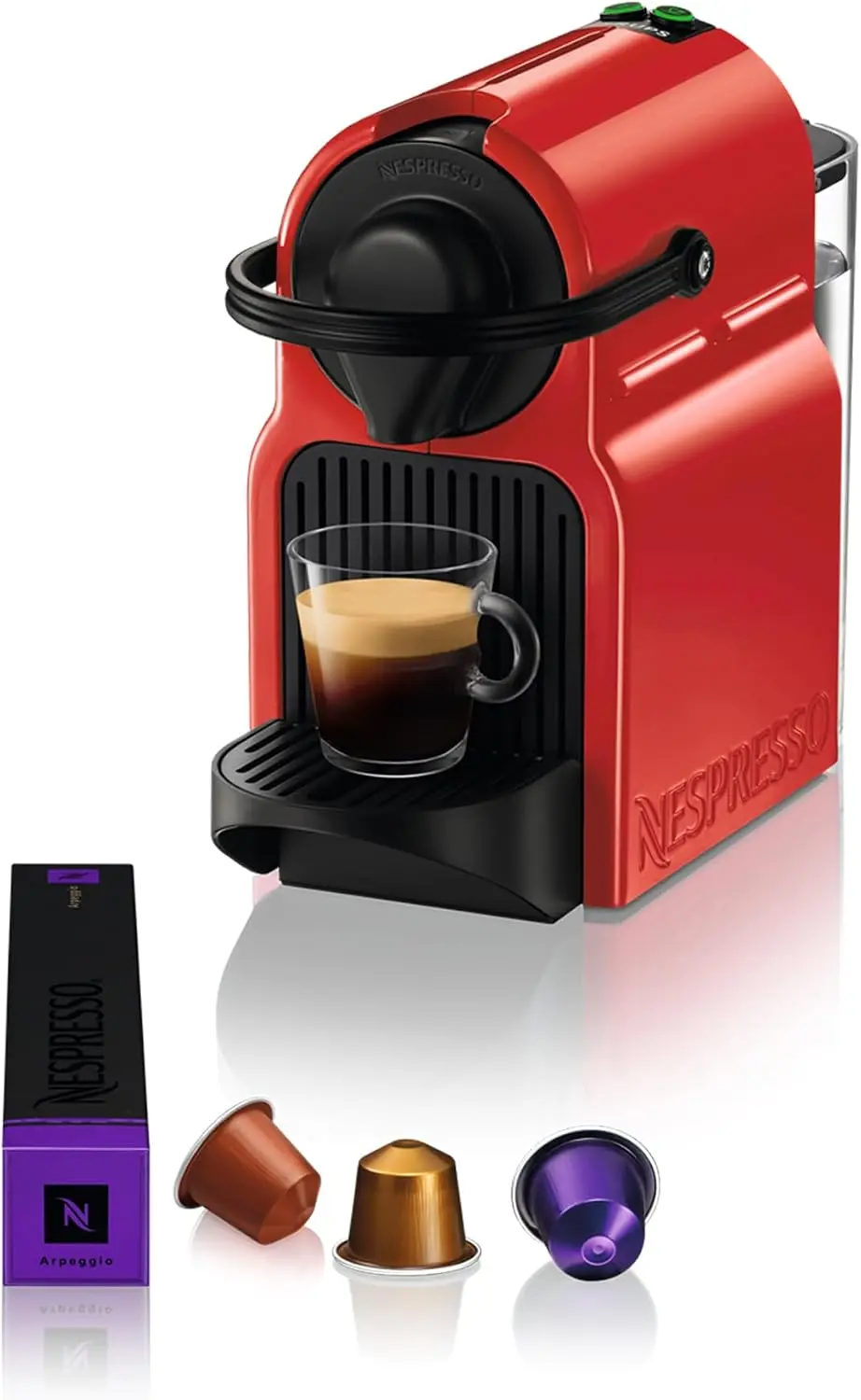 Cafetera Nespresso Krups Inissia XN1005, monodosis de cápsulas Nespresso, 19 bares, apagado automático, color rojo