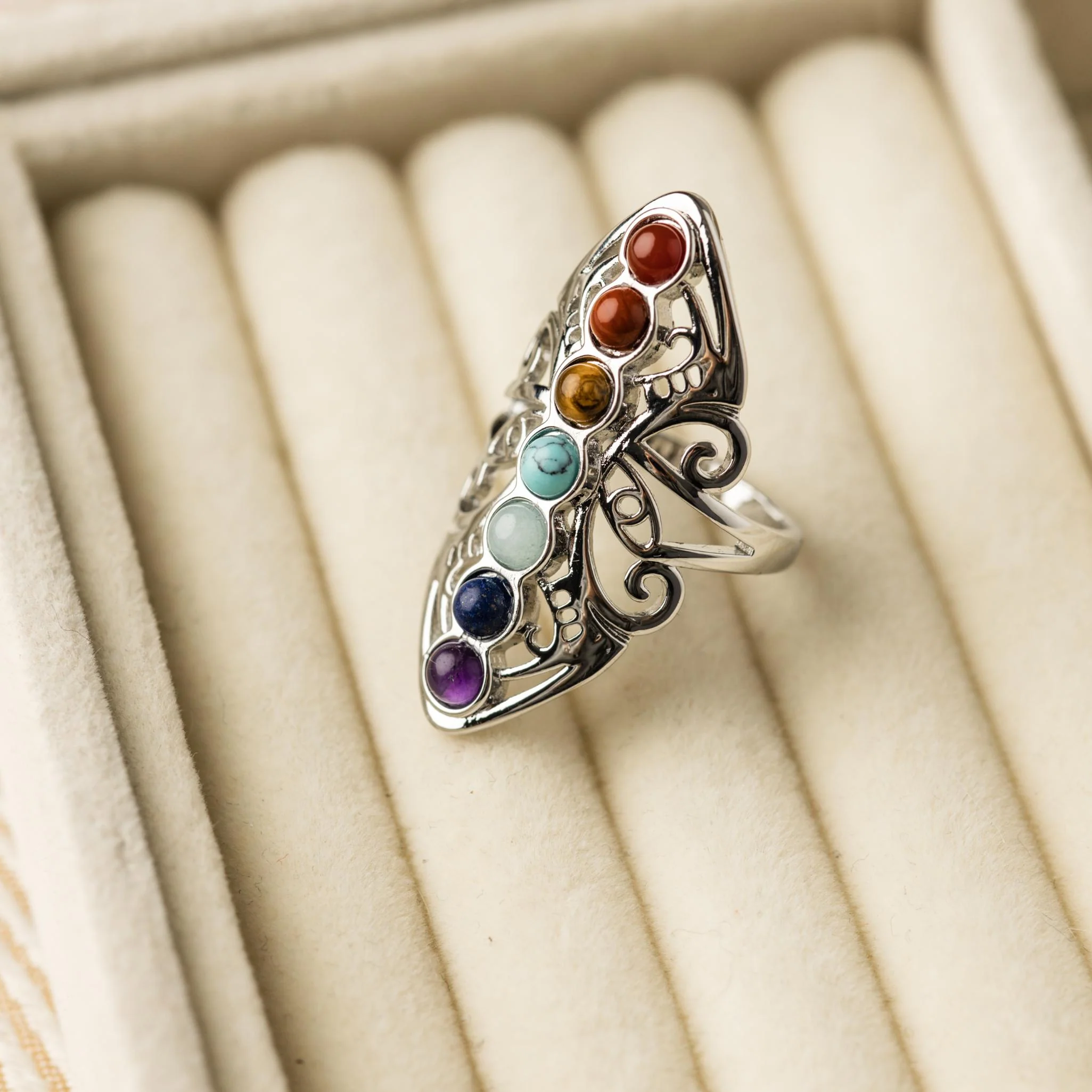 Chakra Ring Klassiek - 7 Edelstenen - Verstelbaar