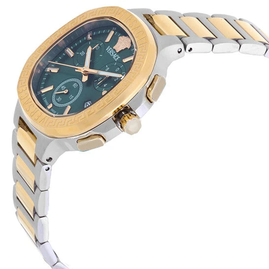 Versace V-Chrono Square Chronograph Quartz Green Dial Watch VEVCA0624