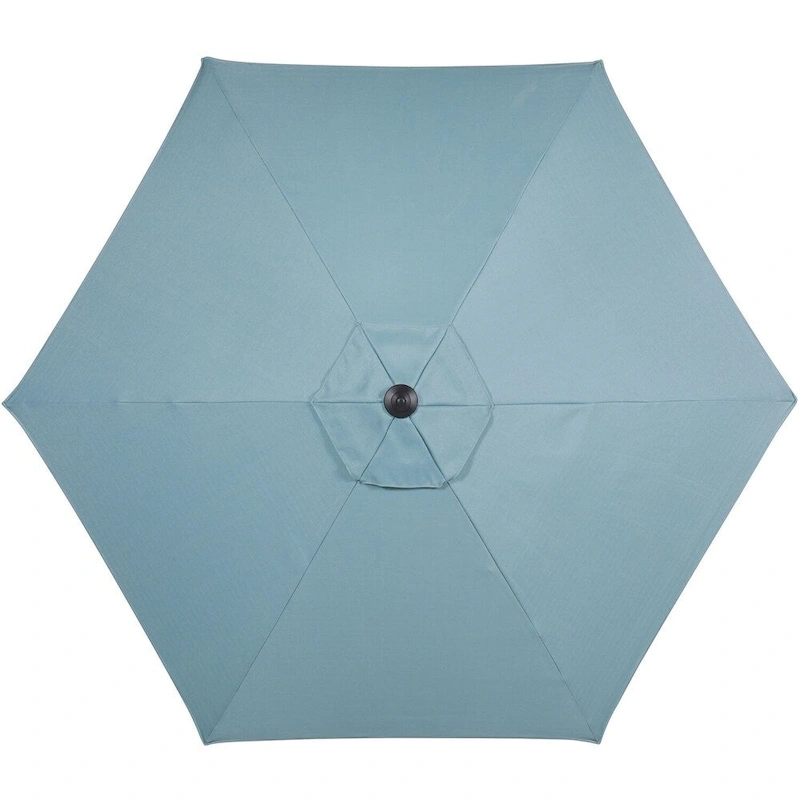 Hanover Lavallette 5-Piece Dining Set in Ocean Blue with 4 Stationary Chairs, 52-In. Round Glass-Top Table, Umbrella, and Base