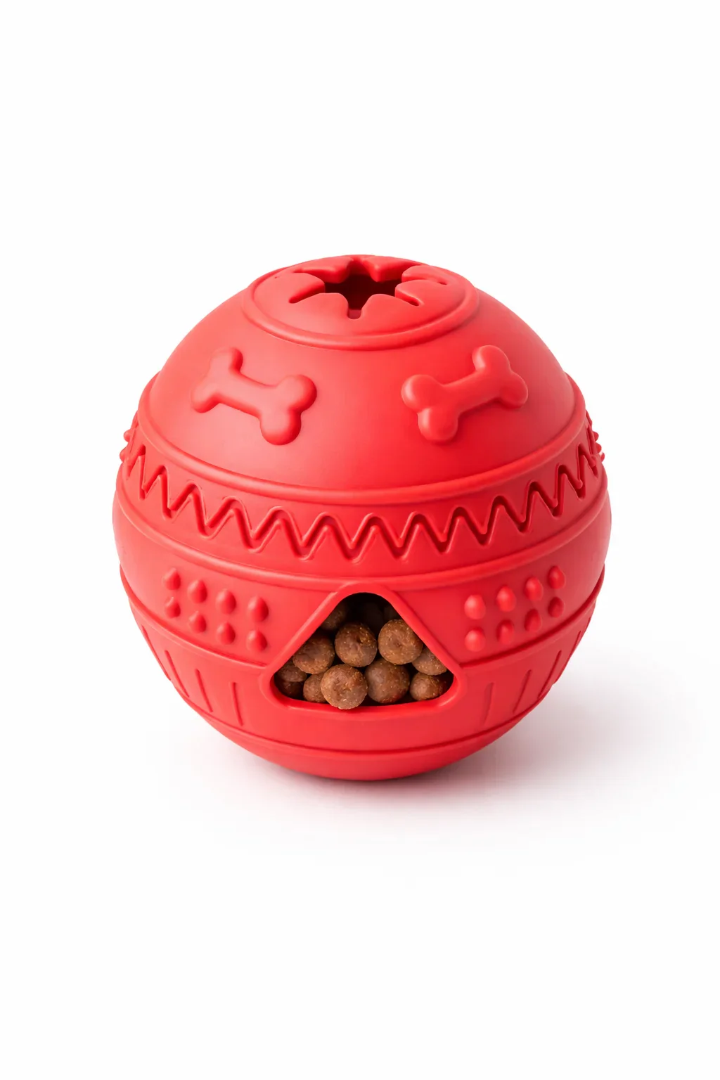 Red Interactive Dog Puzzle Toy with Treat Dispensing, Slow Feeder Design