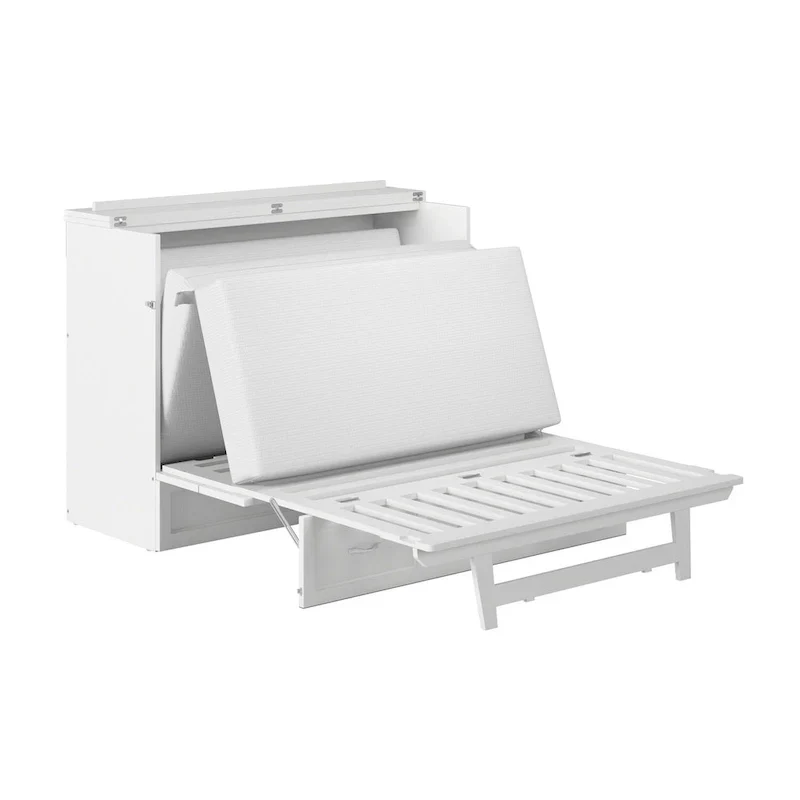 White Northfield Full Murphy Bed Chest with Mattress
