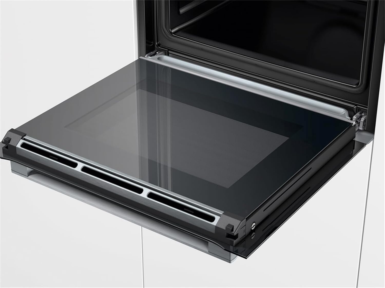 Bosch HMG7361B1, Serie 8 smarter Einbau-Backofen mit Mikrowellenfunktion, 60 x 60 cm, Made in Germany, Schwarz, Air Fry, Digitaler Bedienring, Touchdisplay, Automatikprogramme, Reinigungsunterstützung