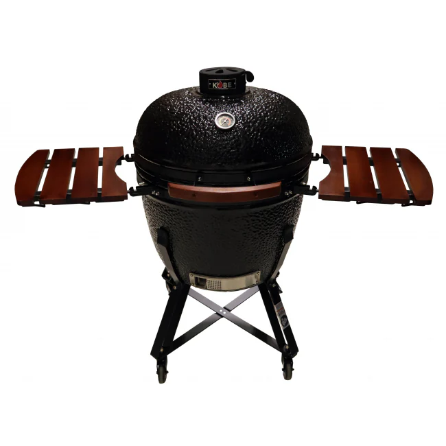 Kobe Kamado Holzkohlegrill Professional XXL Black Edition, Schutzhaube, Wrmeverteilungsplatte, inklusive Kohlenschaufel