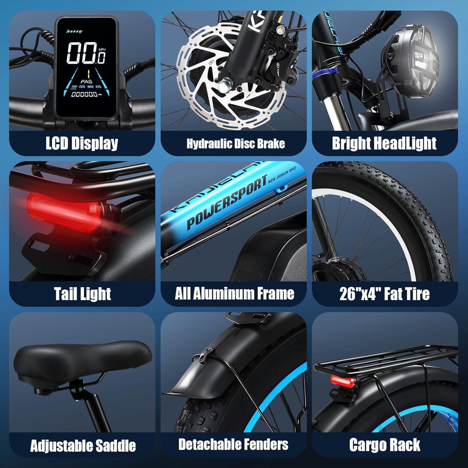 Electric Bike for Adult, 26 x 4.0 Fat Tire Ebike, 1000W/2000W Peak Electric Bicycle, 48V 13/17.5/23AH Waterproof Battery, Front Suspension Ebike, 27MPH-46MPH, Adjustable Seat, UL and GCC Certified