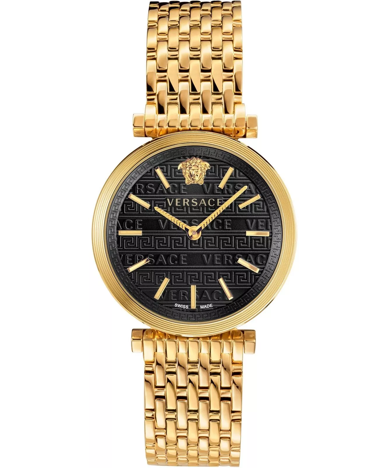 Versace V-Twist Black Dial Gold Mesh Bracelet Watch for Women - VELS00819