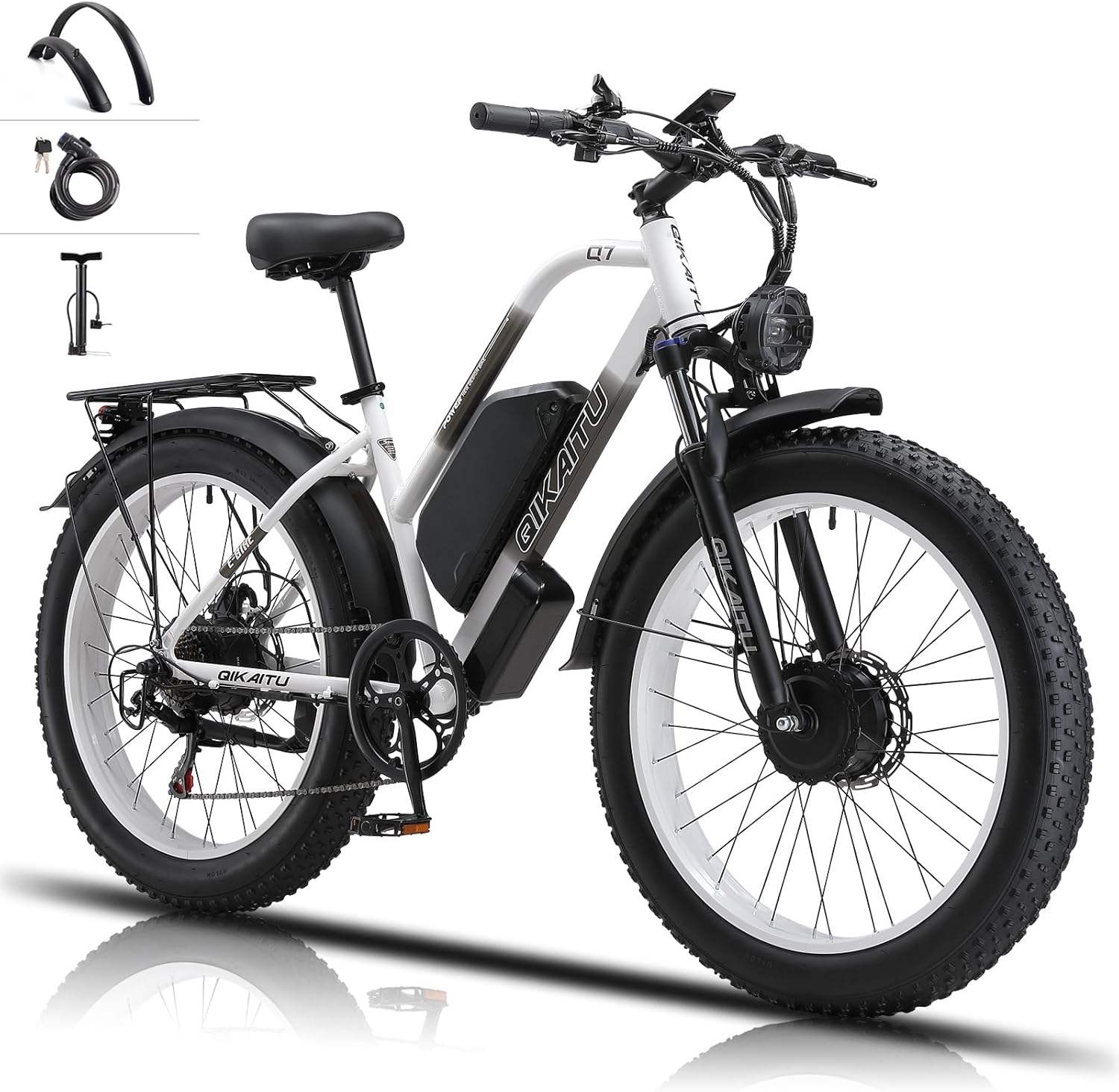 Electric Bike for Adult, 26 x 4.0 Fat Tire Ebike, 1000W/2000W Peak Electric Bicycle, 48V 13/17.5/23AH Waterproof Battery, Front Suspension Ebike, 27MPH-46MPH, Adjustable Seat, UL and GCC Certified