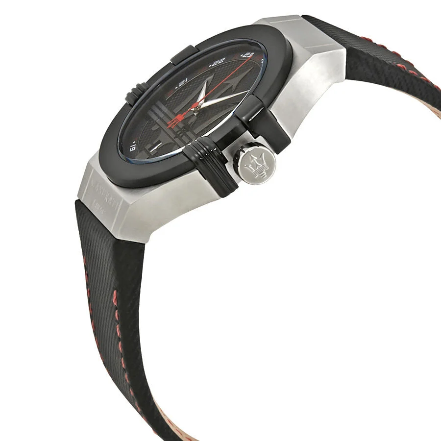 Maserati Potenza Black Dial Black Leather Men's Watch R8851108001
