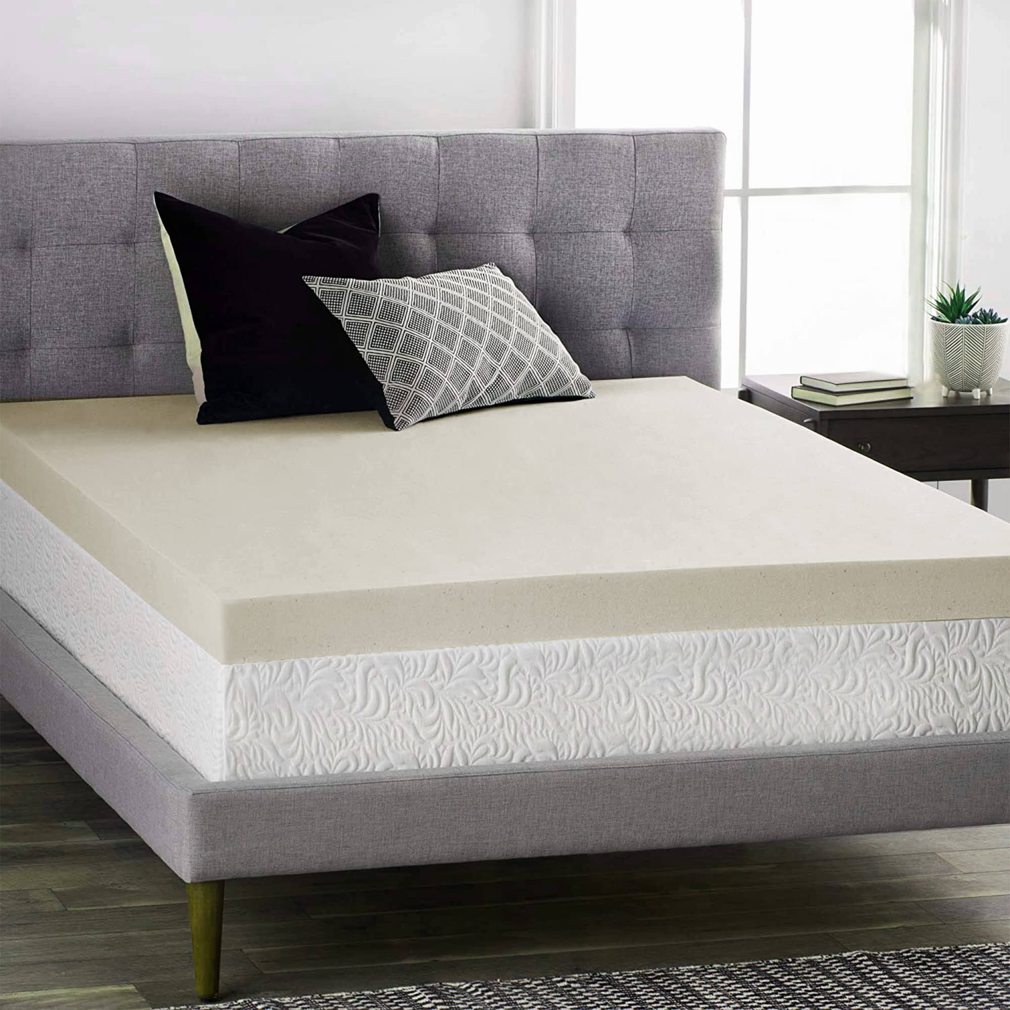 Sprign Sleep 1-Inch High Density Foam Topper, Queen, Adds Comfort.