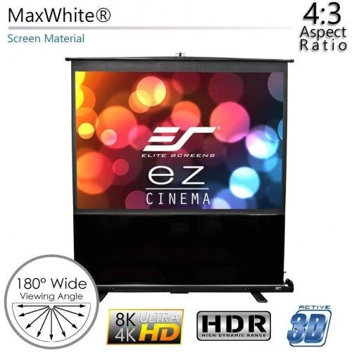 Elite Screens ezCinema Series, 60-INCH 4:3, Manual Pull Up Projector Screen, Movie Home Theater 8K / 4K Ultra HD 3D Ready, 2-YEAR WARRANTY, F60NWV