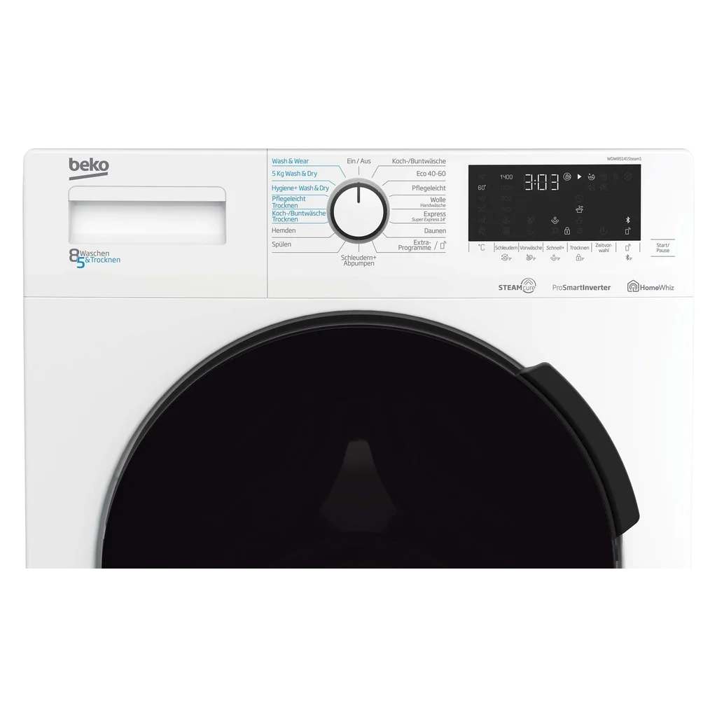 2025 Lavadora-secadora Beko WDW85141 Steam1, 1400 rpm, puerta XL, vapor, blanca