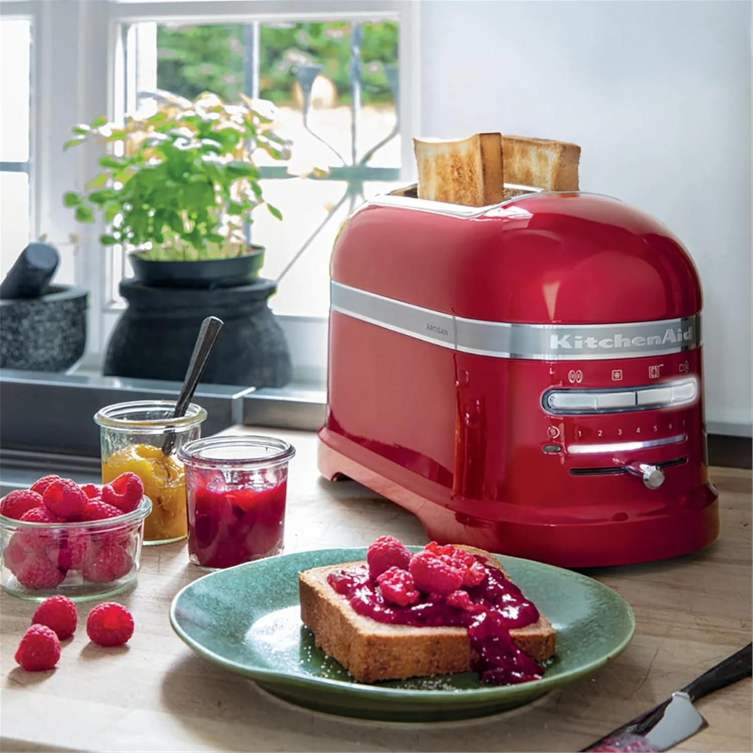 KitchenAid Toaster f��r 2 Scheiben mit Sandwich-Zange | Artisan | Retro Toast Machine | Verschiedene Funktionen und Br?unungsstufen | Gr��n