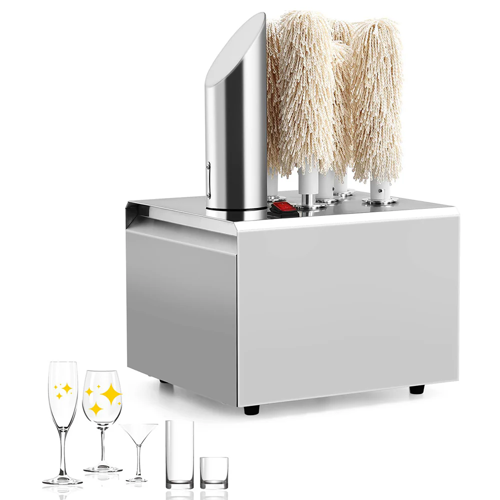 2026 Nuevo pulidor de copas comercial eléctrico pulidor de copas de vino con 5 cepillos de pulido acero inoxidable para bares restaurantes hoteles cocinas y bodegas