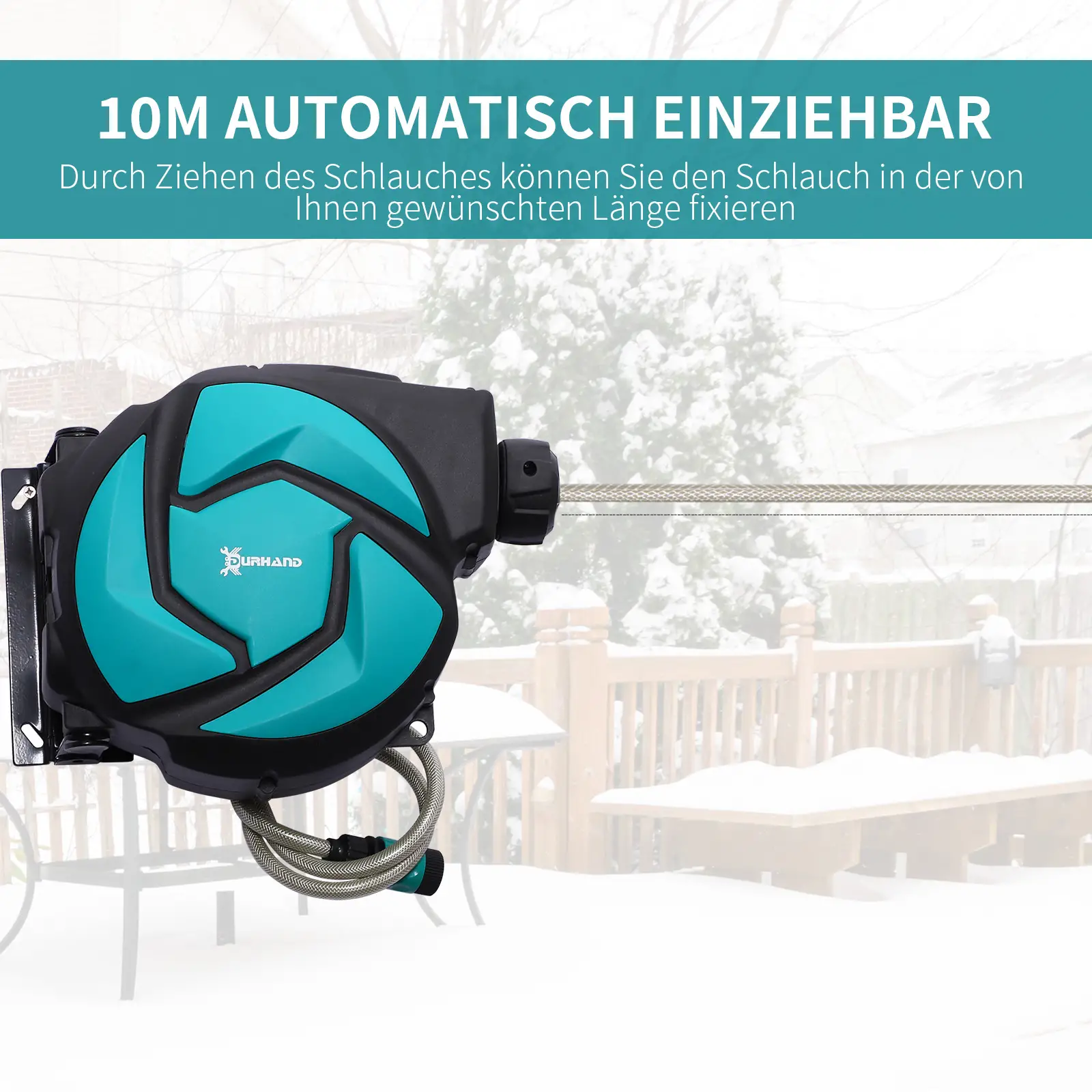 Durhand Gartenschlauchtrommel 10?m mit Multibrause & Frostschutz