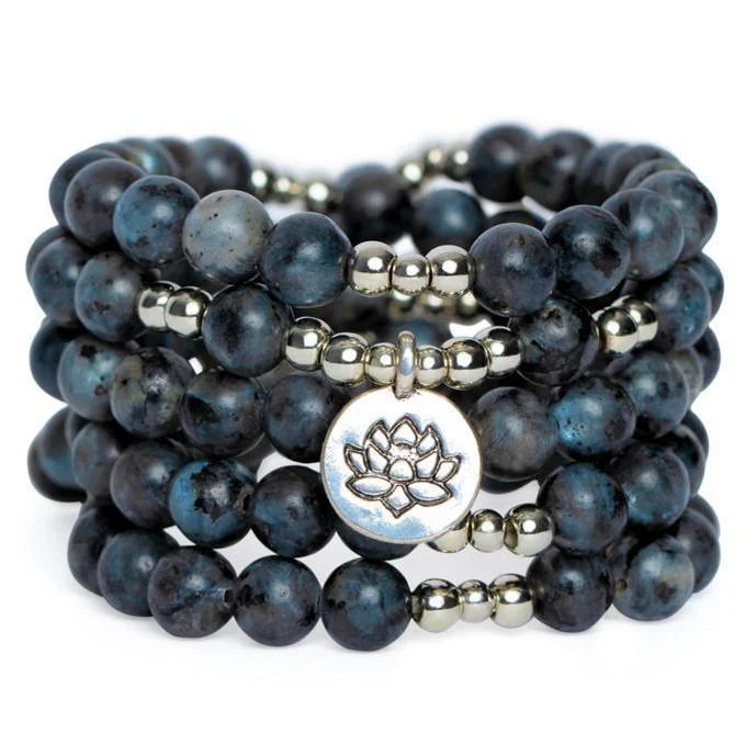 Mala Edelstenen - Labradoriet (Spectroliet) - Lotus - Denkkracht