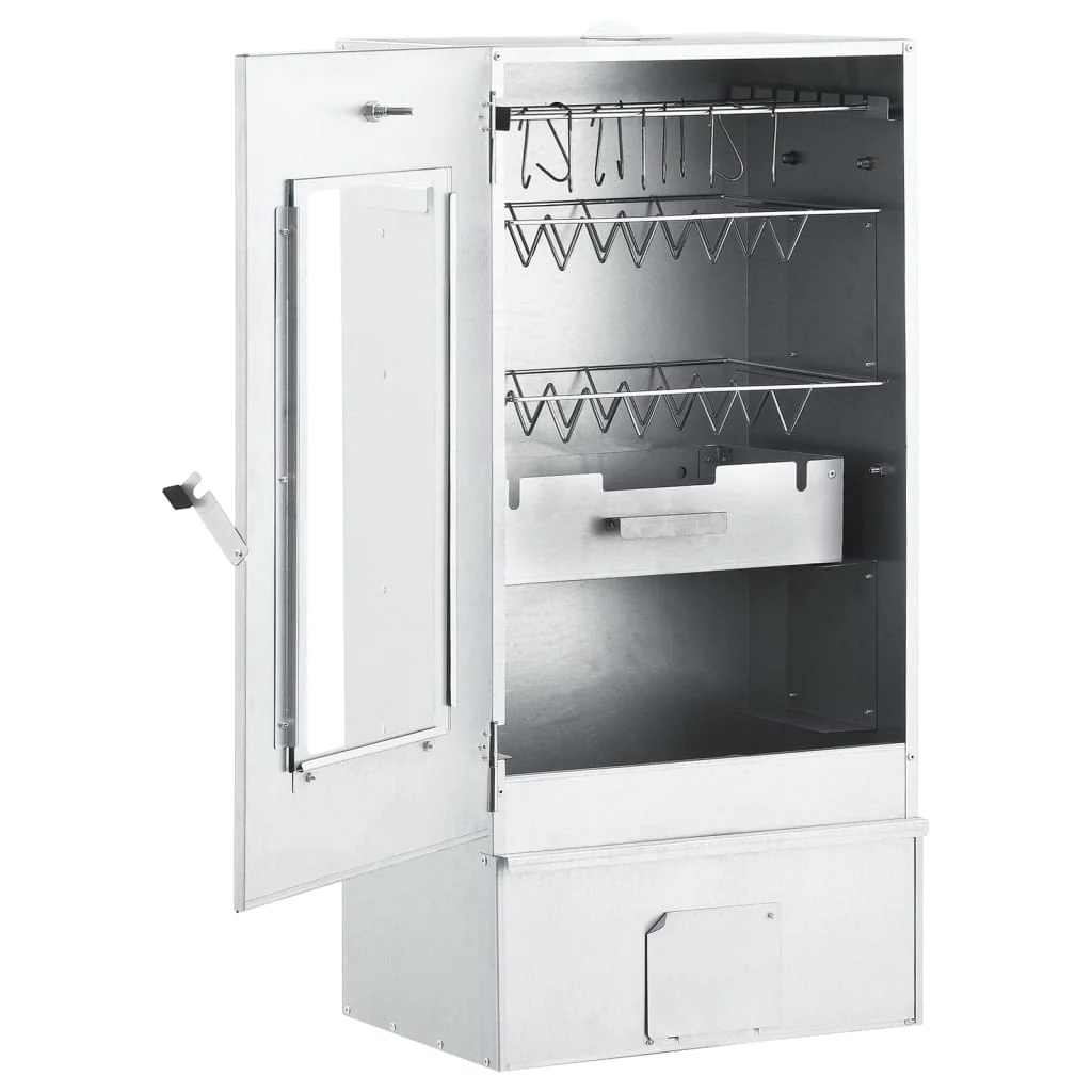 2025 Ahumador 44,5 x 29 x 83 cm con mesa 40 x 28 x 44,5 cm galvanizado – Armario para ahumar plateado