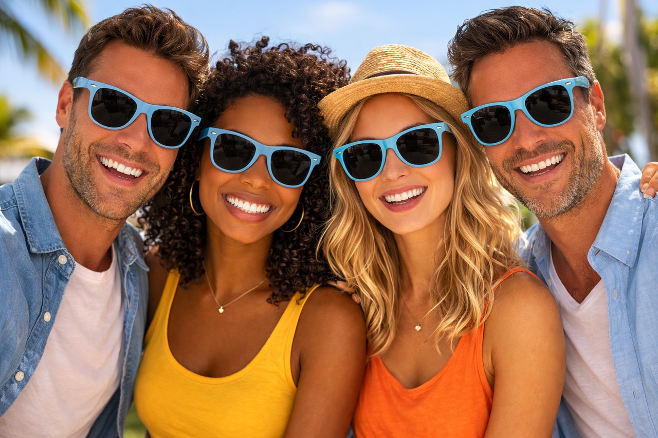 Neon Blue Light Blue Sunglasses  | Iconic 80's Style | Adult Size 1057D