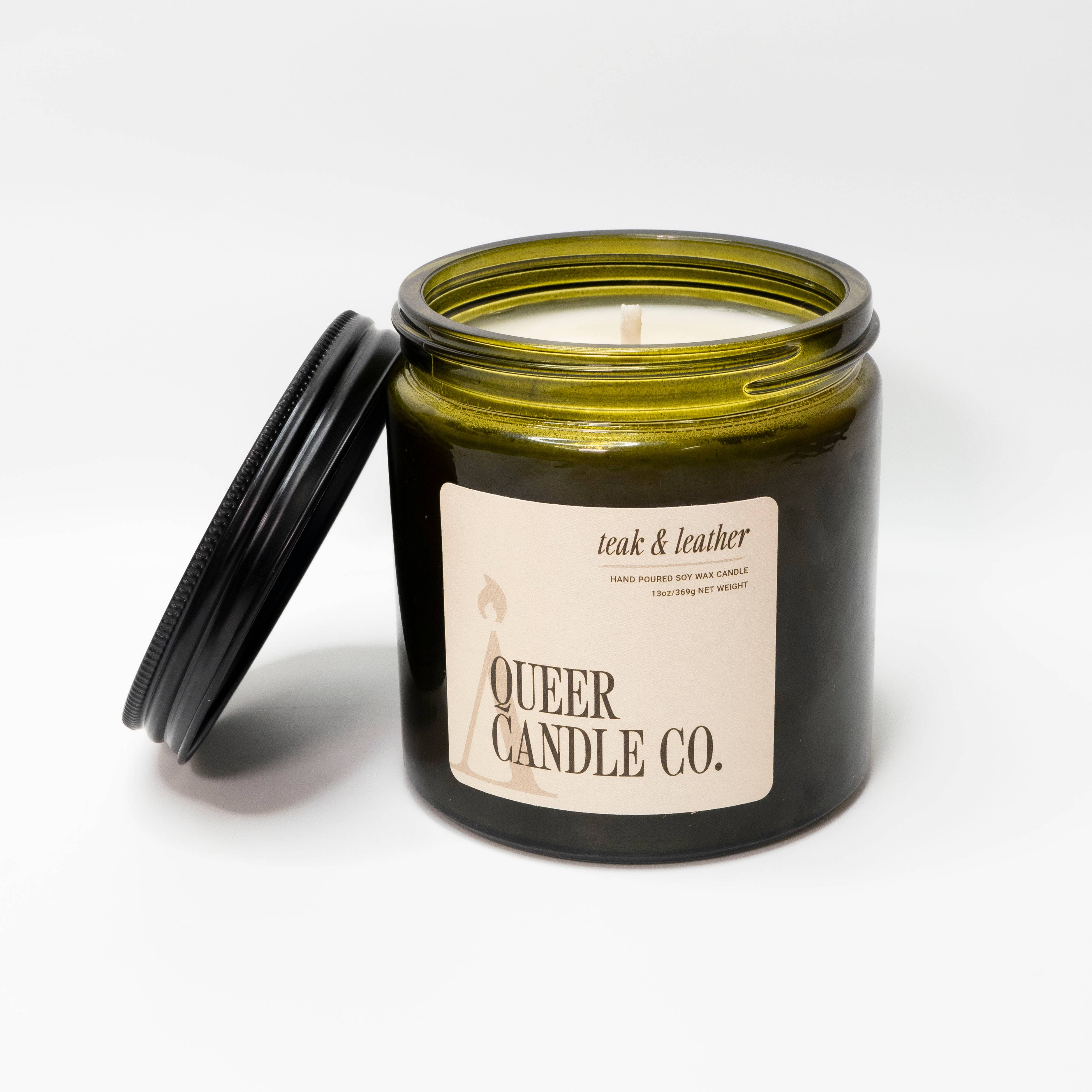 Teak & Leather Queer Candle Co.